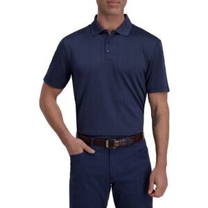 Haggar Polo Golf Shirt, Polyester, Blue, Possibly Size M? Diamond Check Pattern